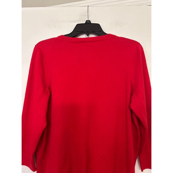Talbots Pima Cotton Blend Red Cardigan Sweater 3/4 Sleeve Size X Preppy Academia - Picture 8 of 13